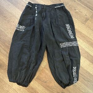 Anthropologie Black Embroidered Pants